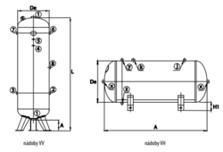 Stojatá tlaková nádoba (vzdušník) 1000 l, 16 bar, lakovaná - VVP1000-16