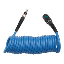 Spirálová PU hadice 5 m, ø 6,5/10 mm, 10 bar s rychlospojkou