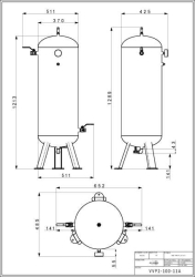 Stojatá tlaková nádoba s armaturami (vzdušník) 100 l, 11 bar, lakovaná - VVP2-100-11A