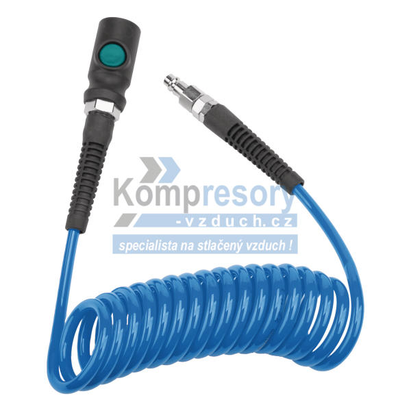 Spirálová PU hadice 3 m, ø 5/8 mm, 10 bar s rychlospojkou