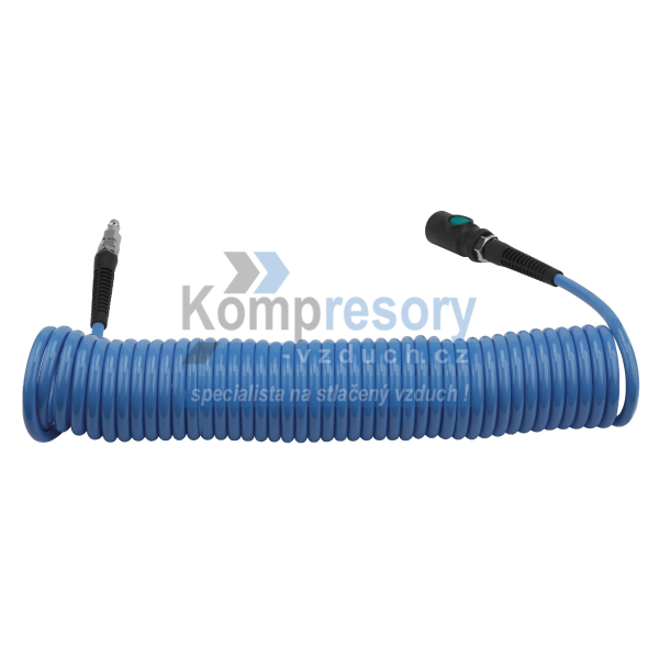 Spirálová PU hadice 10 m, ø 6,5/10 mm, 10 bar s rychlospojkou